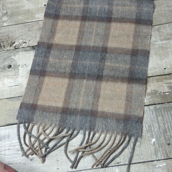 House of bruar pure cashmere check plaid fringe scarf - Picture 3 of 3